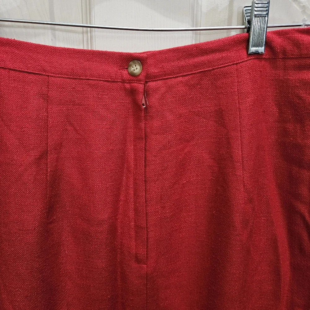 Michele Tomato Red Linen Vintage Classic Skirt Sz 16